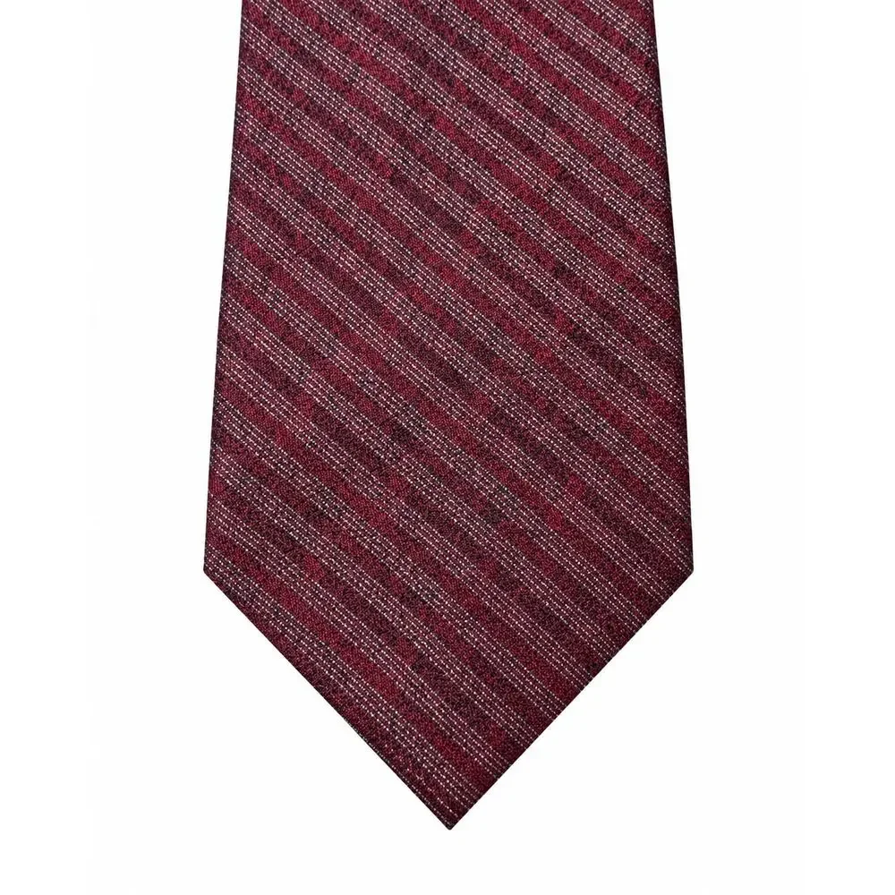 Murano Men’s 100% Silk Necktie Burgundy Gray Diagonal Stripe Classic Dress Tie